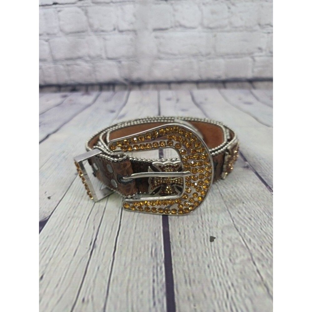 Women’s 42in  Cowhide Leather Rhinestones Western, Cowgirl Rodeo Belt